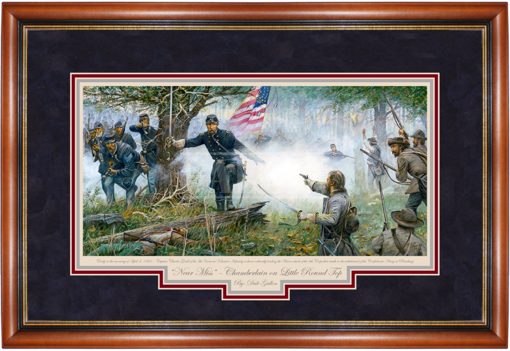 Near Miss - Chamberlain on Little Round Top - Oak Framed Limited Edition Print